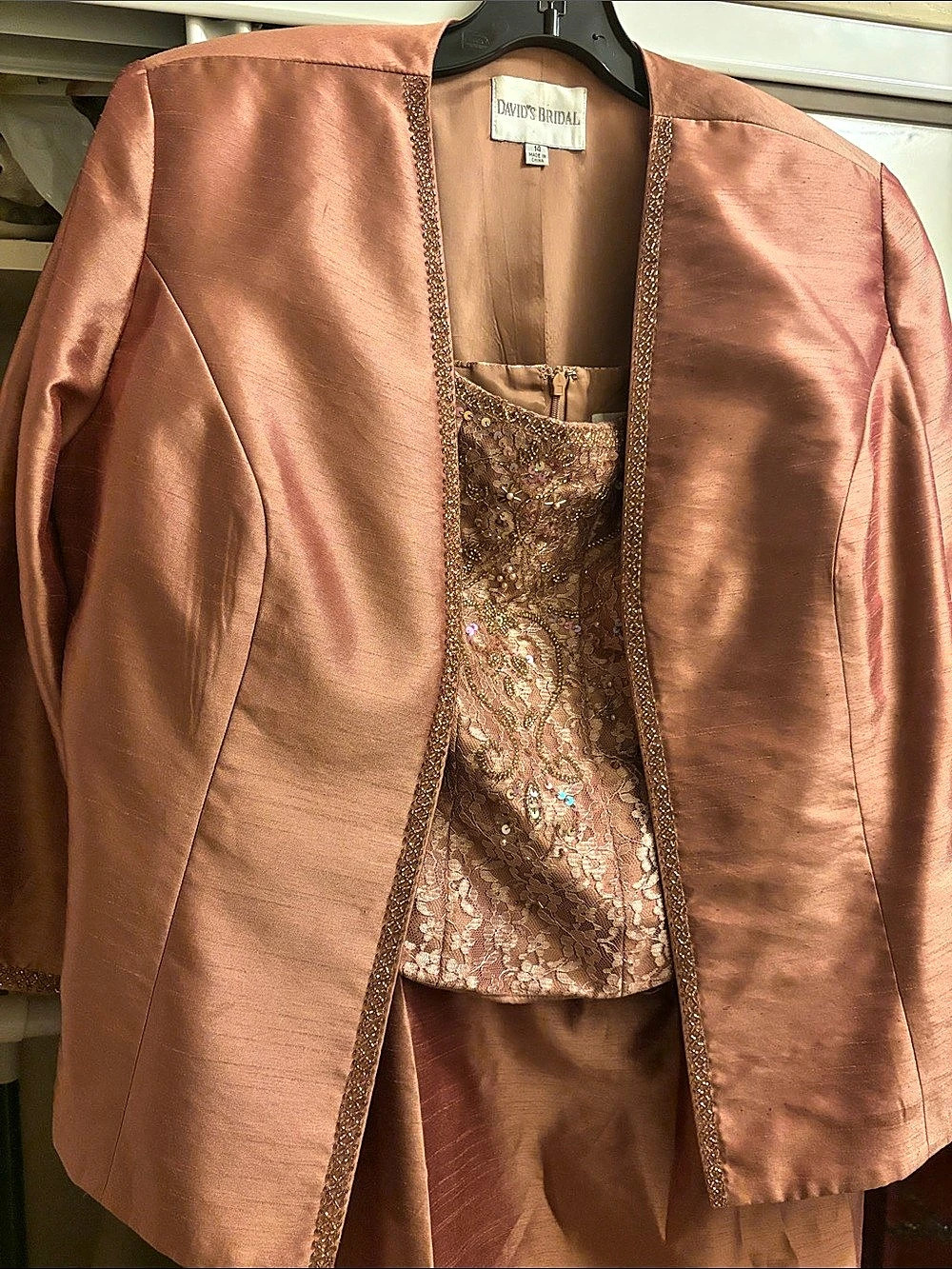 David's Bridal Pink Satin Prom Dress Set Size 10 Like New